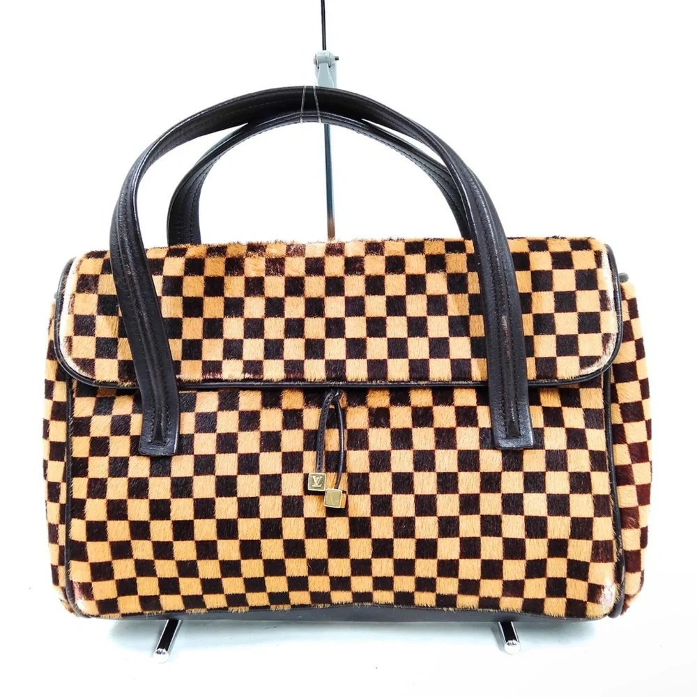 Louis Vuitton LV Damier Sauvage Pony Hair Handbag w COA - edge and corner wear - Picture 1 of 17